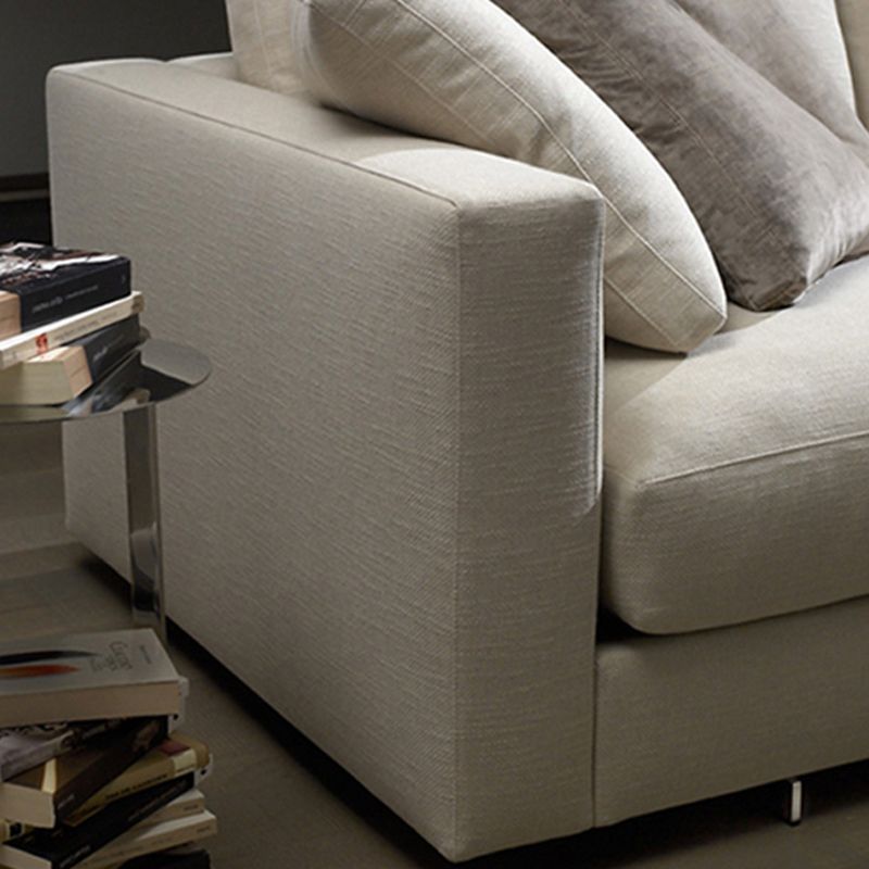 Contemporary Cushions Standard Sofa Fabric Tuxedo Arm Sofa with Pillows