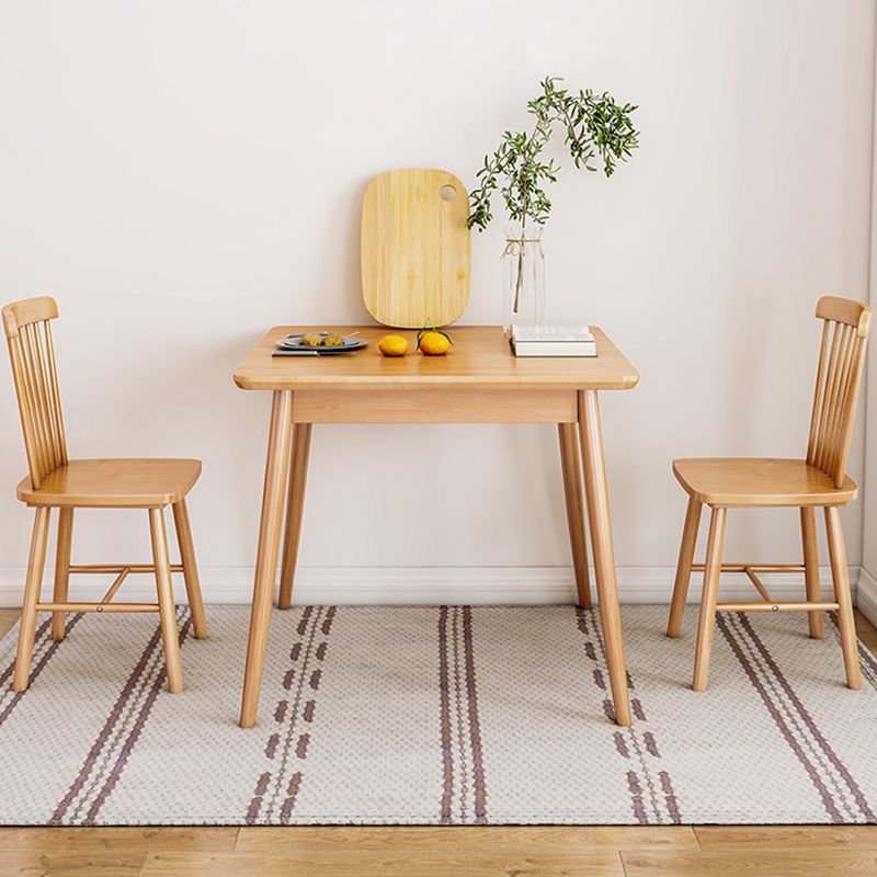 Modern Square Natural Rubberwood Space Saving Dining Table with 4 Legs