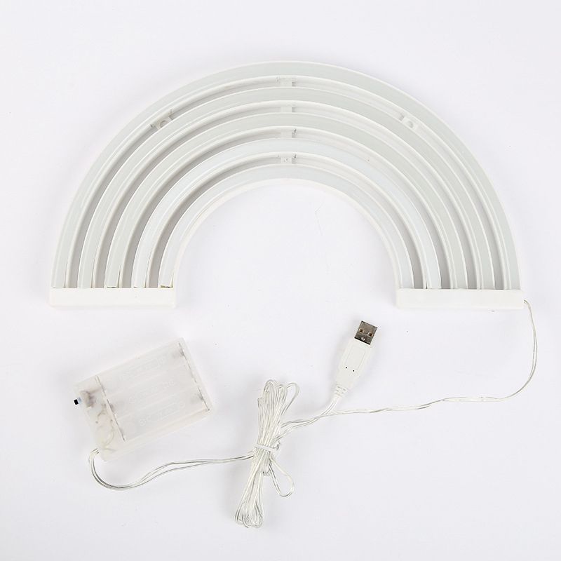 Plastic Rainbow Night Light Moderne stijl LED Wit Wall Night Lamp met USB-plug-in koord