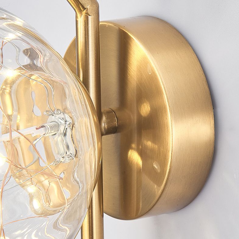 Glass Globe LED Wall Light in Modern Luxury Style Wrought Iron Wall Lamp for Interior Spaces
