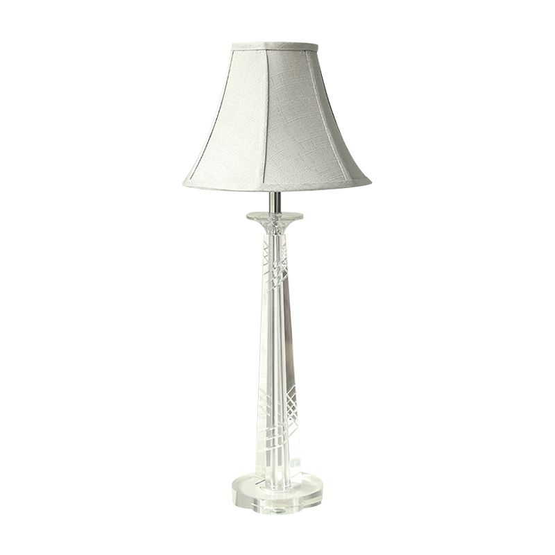 Lampada da comodino Bell grigio crema contemporanea 1 lampadina trasparente K9 illuminazione notturna in cristallo per camera da letto