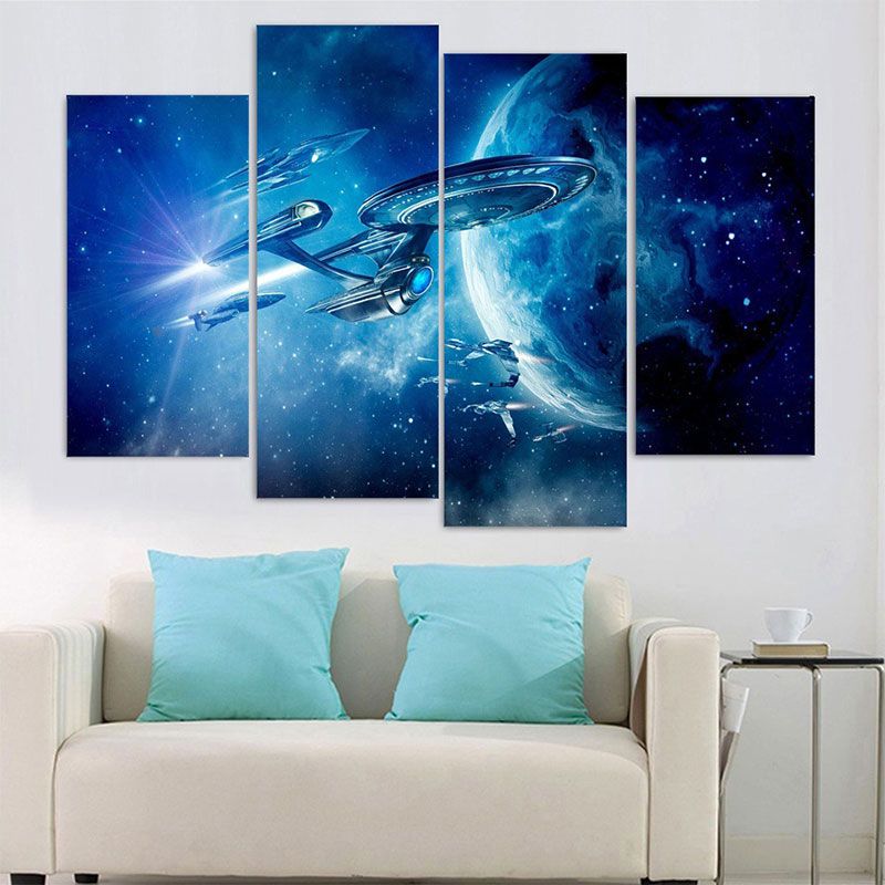 Kinderkunst Planet Landschaft Kunst Leinwand strukturierte helle Farbe Wanddekoration für die Küche