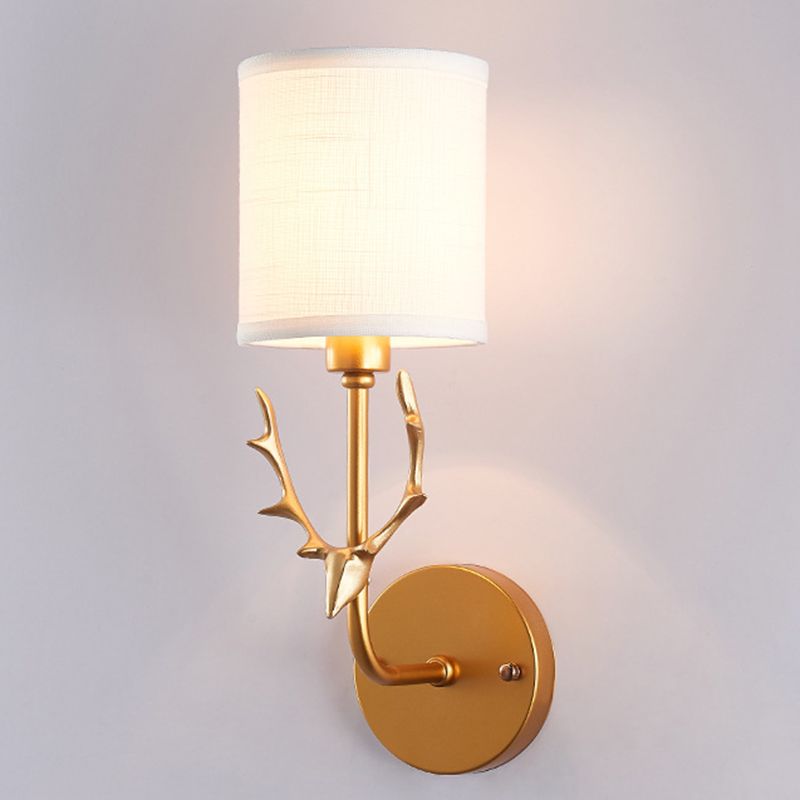 Modern Style Cylinder Shape Wall Light Fabric 1 Light Sconces for Bedroom