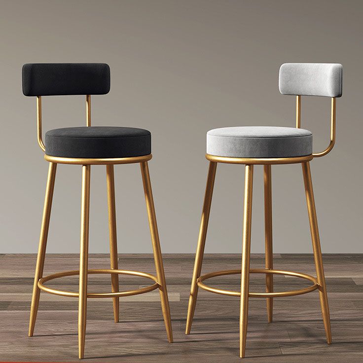 Glam Living Room Counter Chair Metal Bar Stools with Footrest