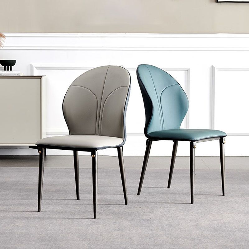 Sillas de comedor de metal de estilo moderno, sillas laterales sin brazos con respaldo de cocina