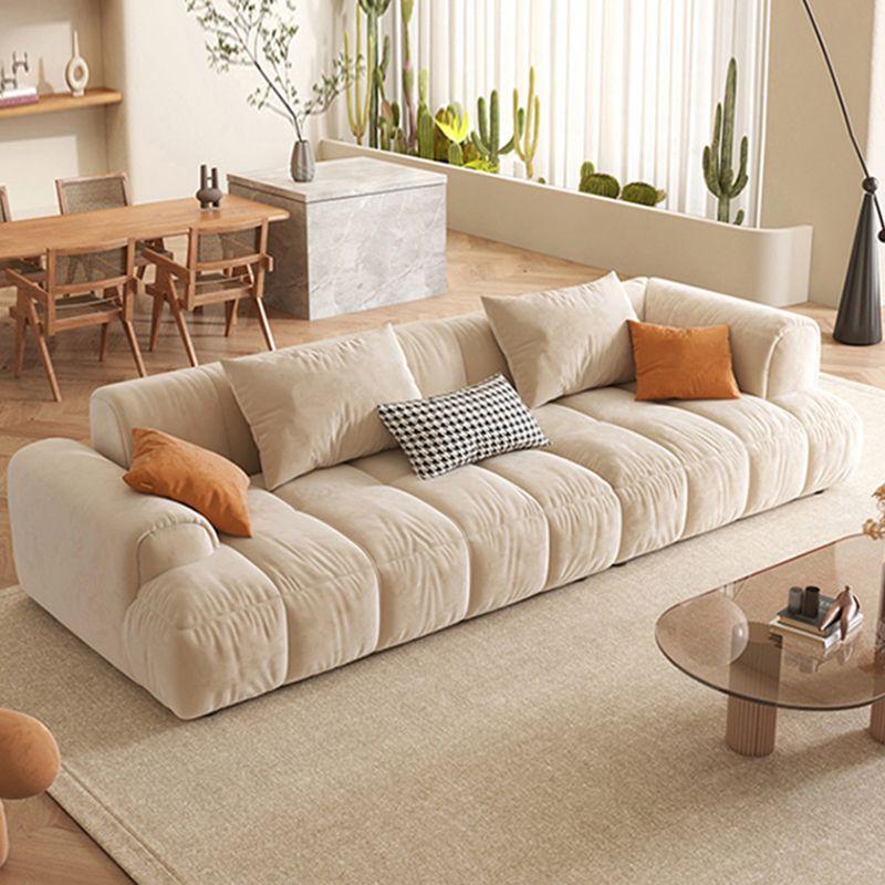 Nordic Stain-Resistant White Couch Recessed Arm Sofa with Tight Back