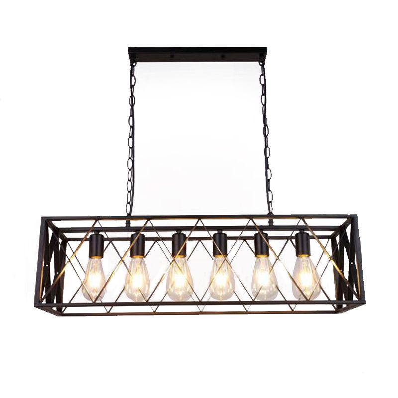 Metal Rectangular Shape Island Pendant Industrial Style Island Pendant Lighting