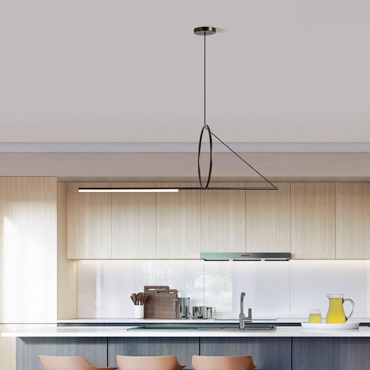 Linear Pendant Chandelier Modern Minimalist Style Metal Hanging Light