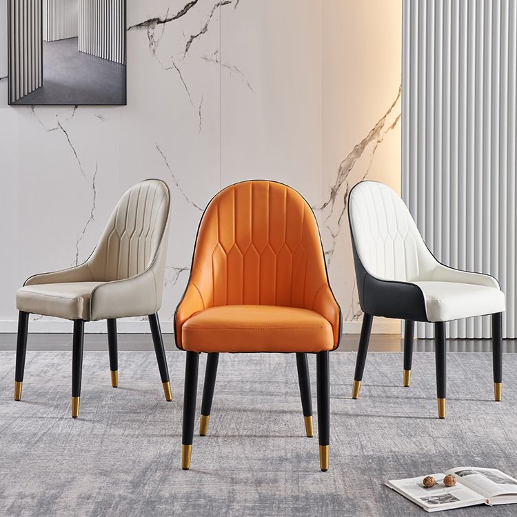 Glam Wood Dining Arm Chair Faux Leather Dining Chairs for Restaurant Use