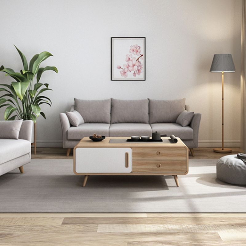 Natural 1 Single Coffee Table Modern 1 - Door Cocktail Table with Storage