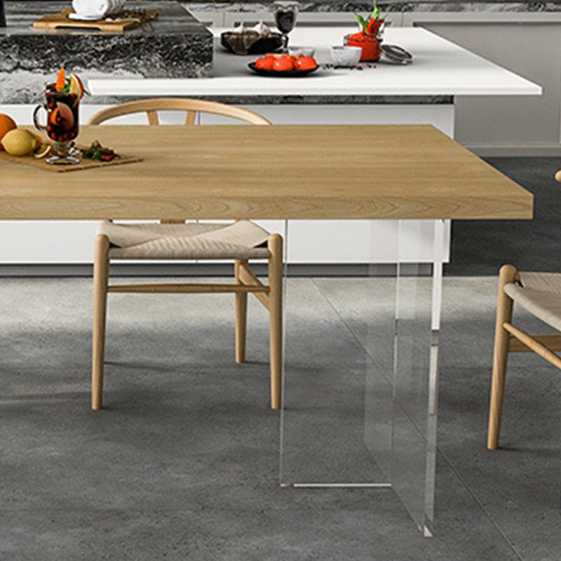 Mesa de top de madera de pino mesa de comedor de lujo tradicional con base de pedestal doble