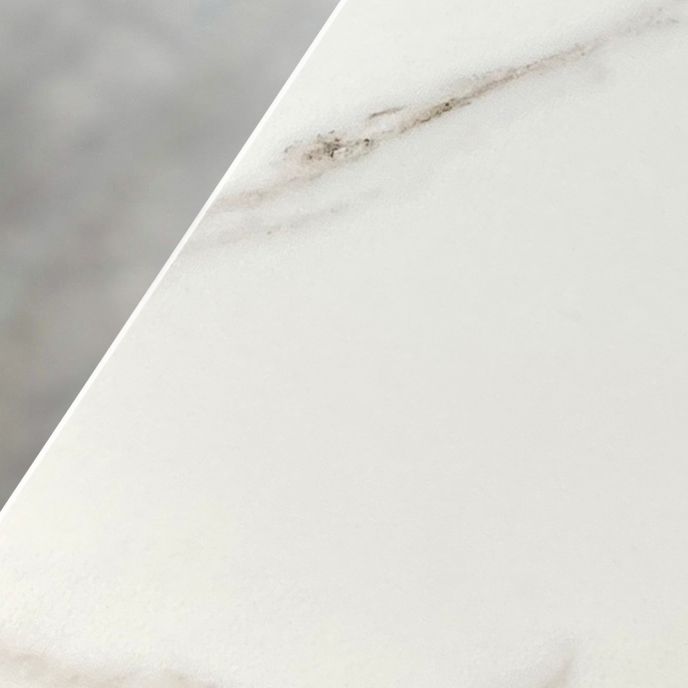 Mesa rectangular con tapa de piedra sinterizada en mesa moderna medieval blanca con 4 patas