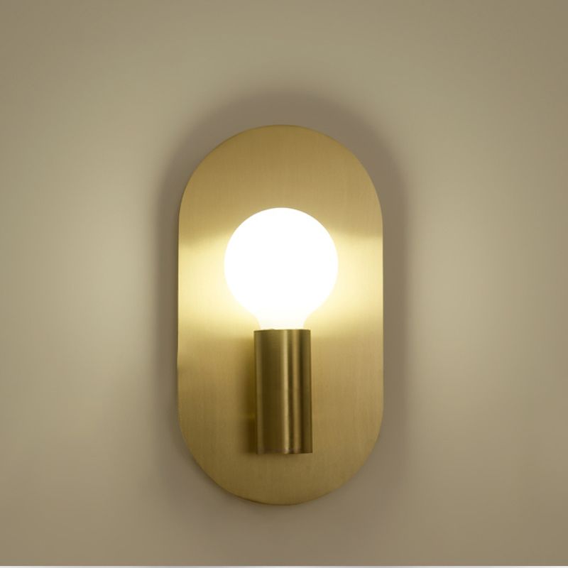 Oval Shaped Metallic Wall Light Fixture Postmodern Style 1-Light Brass Wall Mounted Lamp