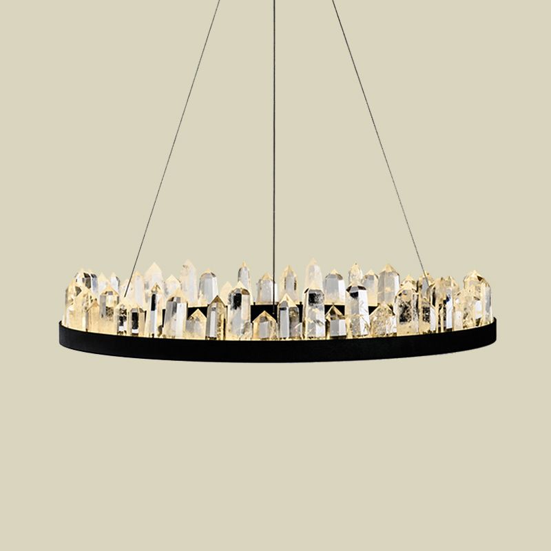 Crystal Ring Plafond Pendre Light Minimaliste LED Black suspendre la lampe de suspension pour le salon