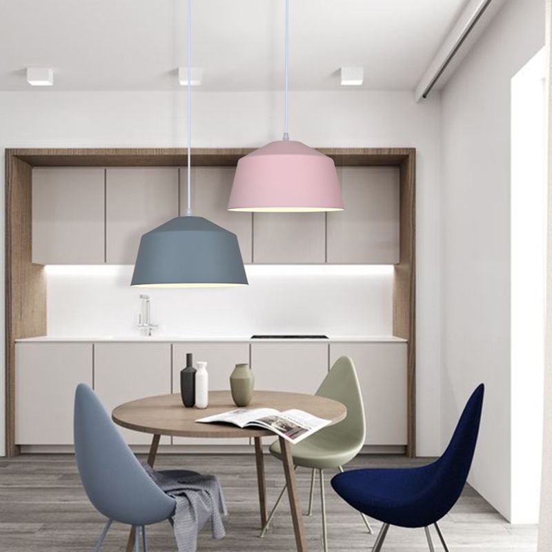 Bowl Shape Hanging Lighting Modern Macaron Style Metal 1 Pendre clair pour l'hôtel