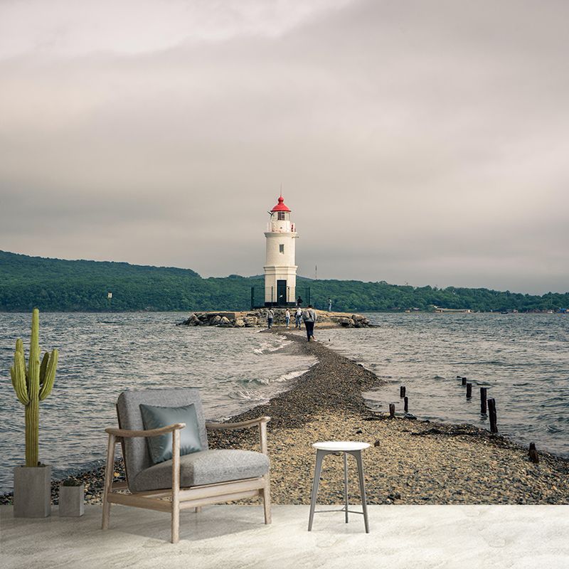 Giant Nautical Mural Wallpaper Lighthouse Scene Wall Decor Bathroom Wall Murals