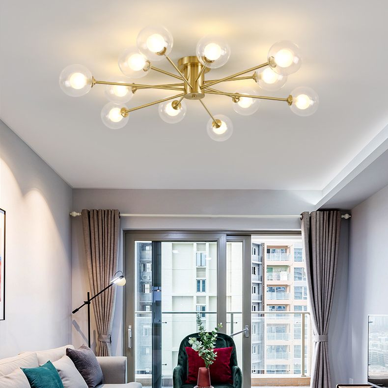 Glass Bubbles Semi-Flush Ceiling Light Nordic Style Semi Flush Mount Ceiling Light
