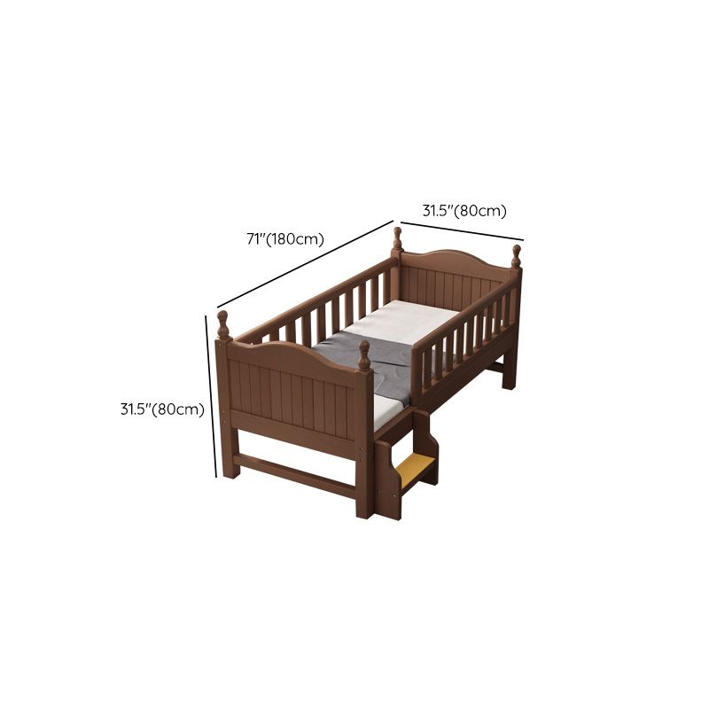 Walnut Color Baby Crib Traditional Beech Nursery Bed with Guardrails