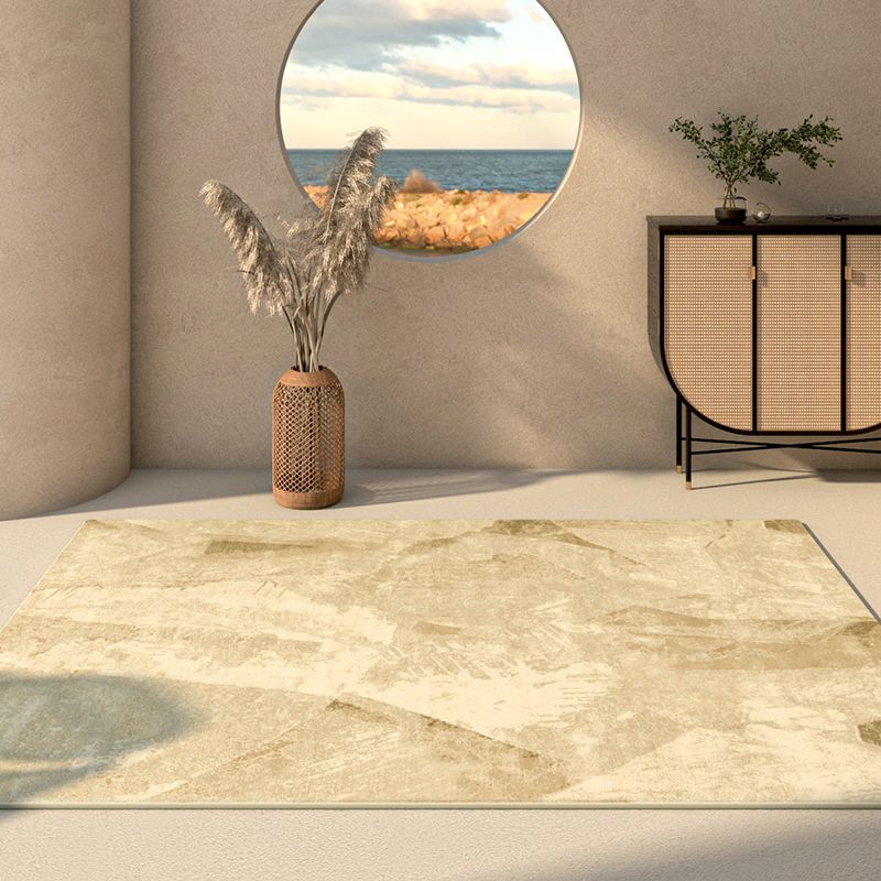 Comfort Geometric Printed Rug Apricot Tone Polyester Area Carpet Non-Slip Backing Rug for Home Decoration