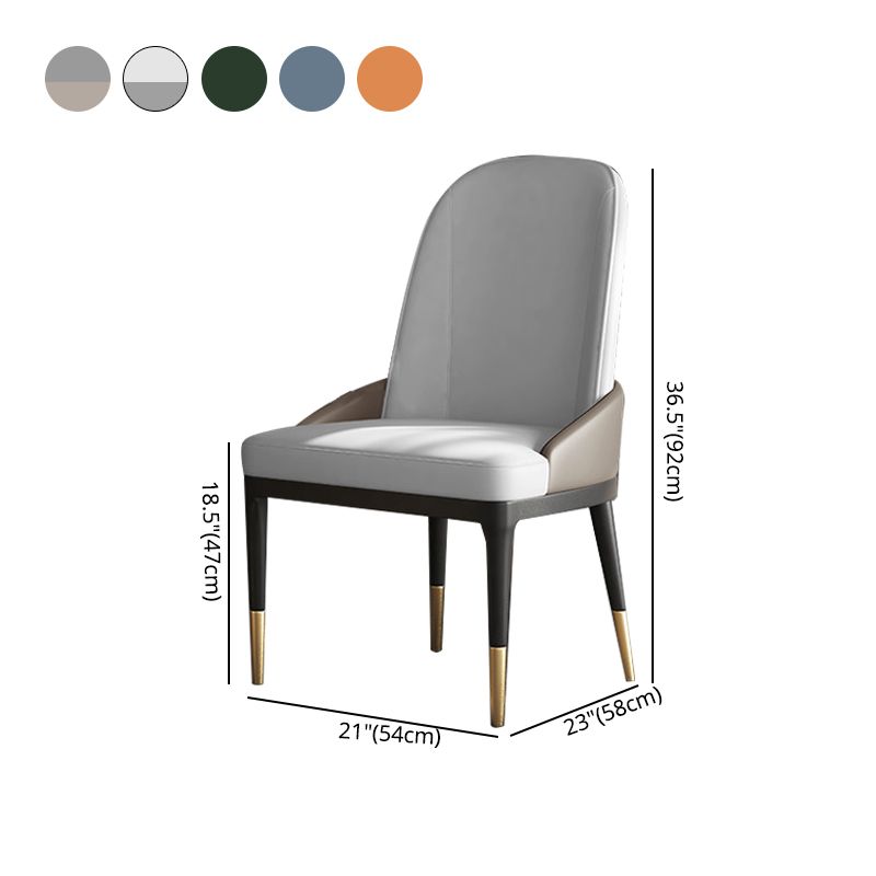 Sillas laterales con respaldo sólido sin brazos contemporáneo, sillas de comedor de cuero para el hogar