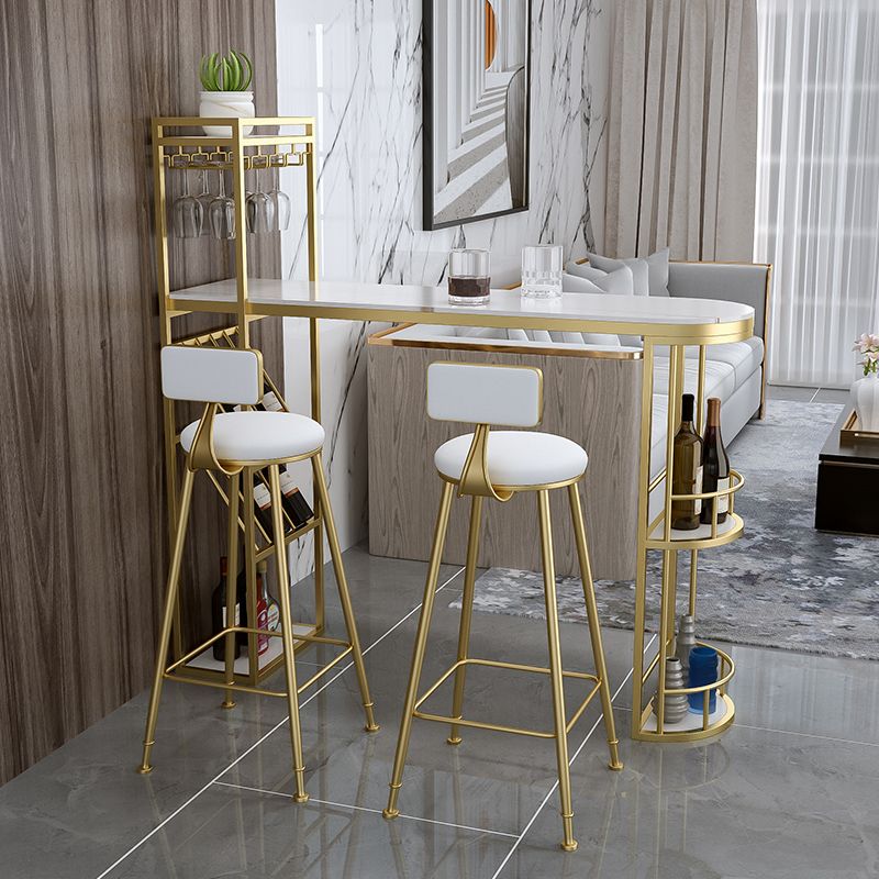 White Marble Table with Specialty Table Top Double Pedestal Table - 41.34" H