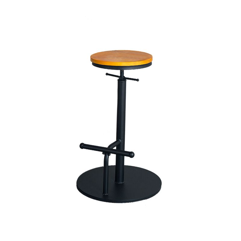 Metal Adjustable Height Bar Stool Industrial Armless Bar Stool with Footrest