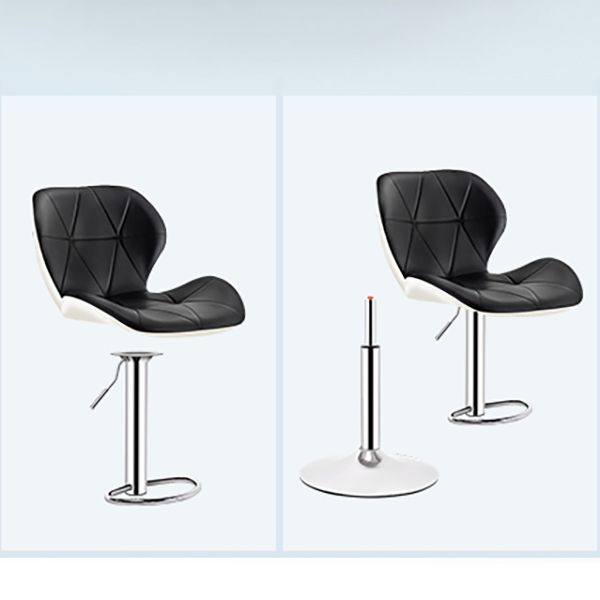 Scandinavian Metal Barstool Faux Leather Footrest Adjustable Counter Stool