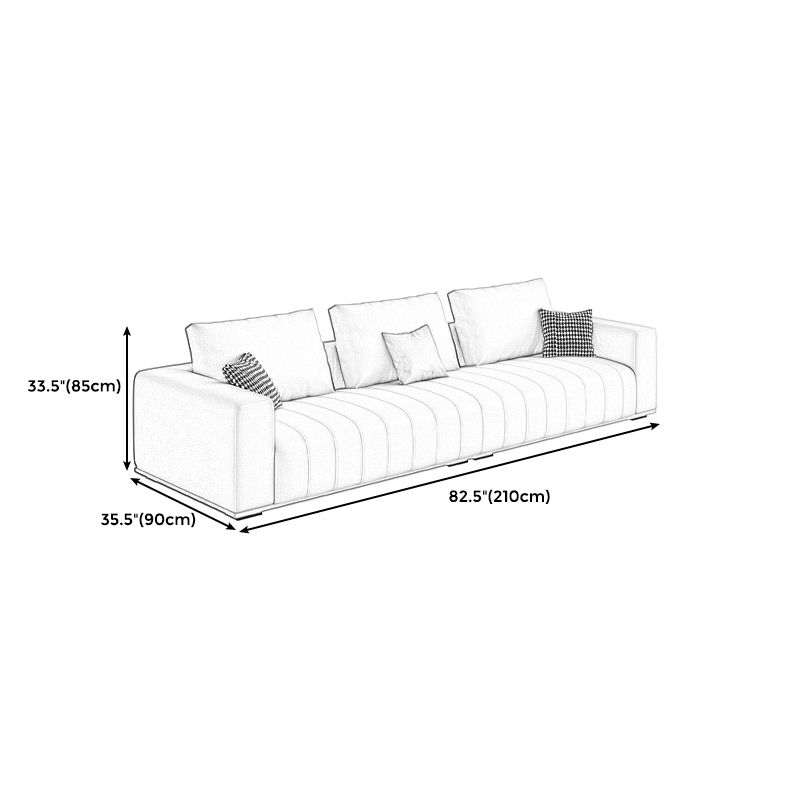 Cream Modern Faux Leather Square Arm Sofa/Sectional with Pillowed Back Cushions