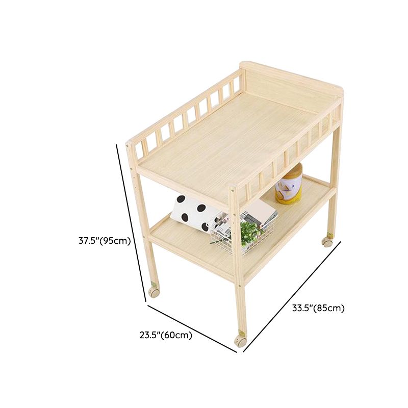 Wooden Shelf Changing Table Storage Flat Top Baby Changing Table with Pad