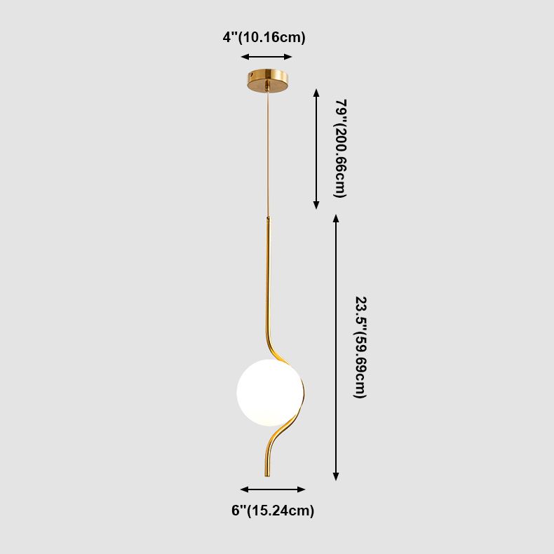 Eisengold Single Hanging Lampe im modernen Luxus -Gla -Globus -Anhänger Licht für Schlafzimmer