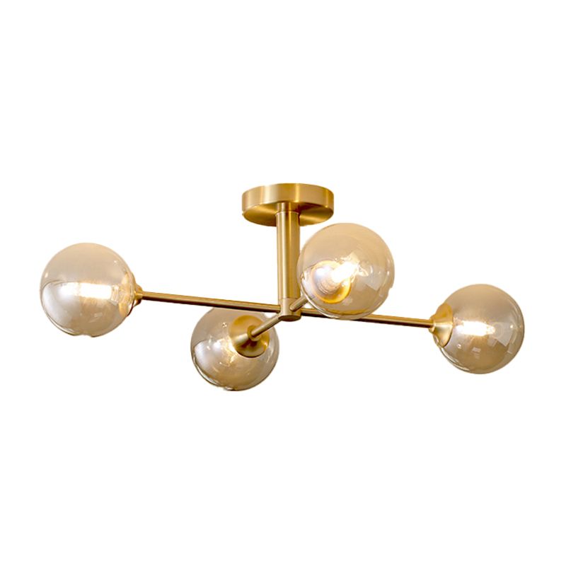 Nordic Style Golden Ceiling Light Ball Shape Glass Shade Ceiling Lamp for Bedroom