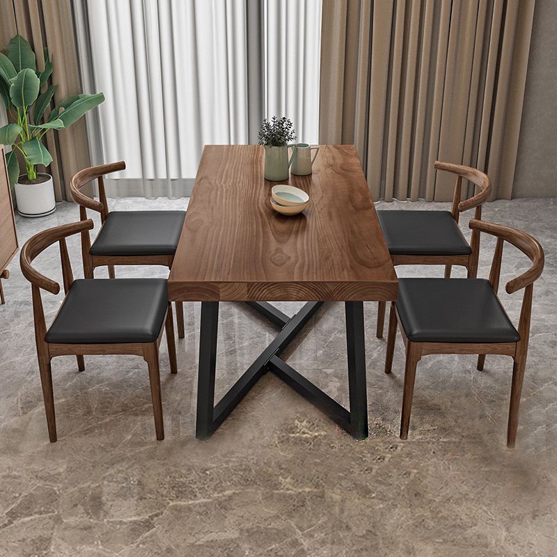 Industrial Rectangle Dinette Set 1/2/4/5 Pieces Natural Wood Table Set