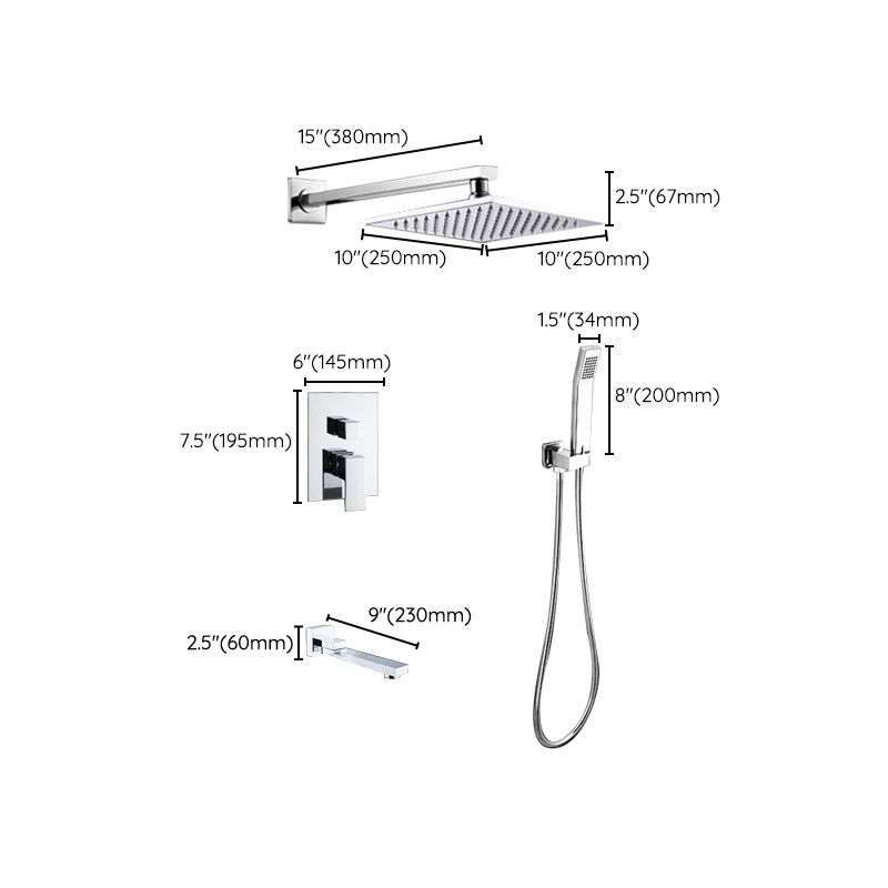 Modern Shower System Brass Adjustable Spray Pattern Ceiling Mounted Shower Combo