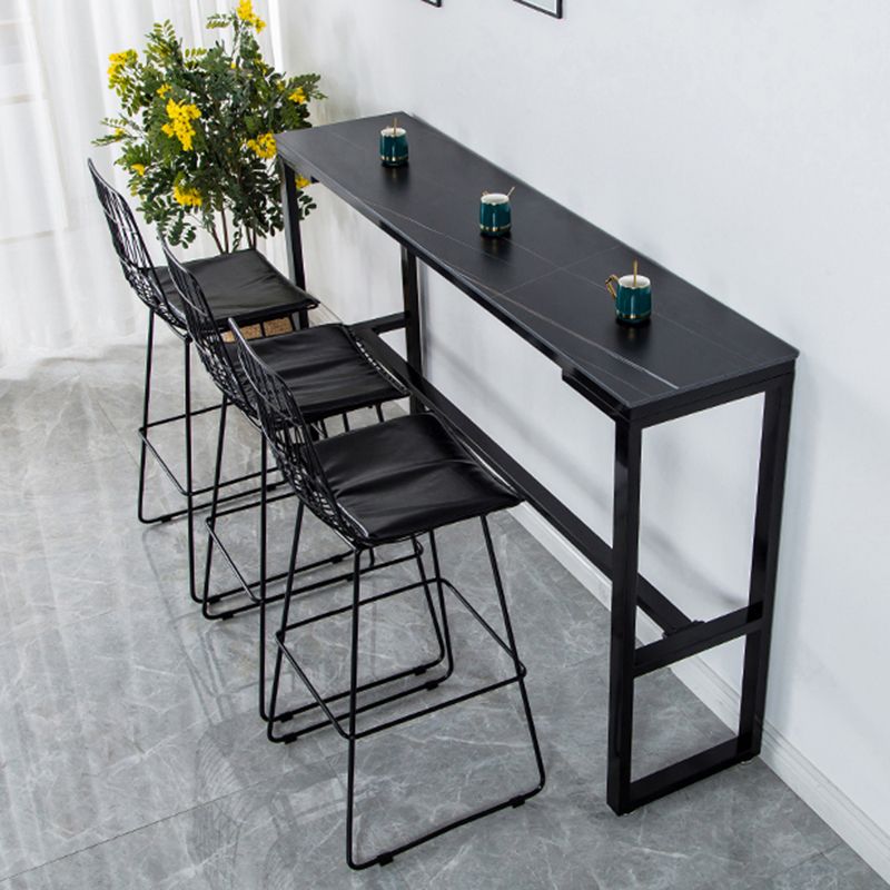 Contemporary Bar Dining Table Indoor Rectangle Bar Table with Iron Base