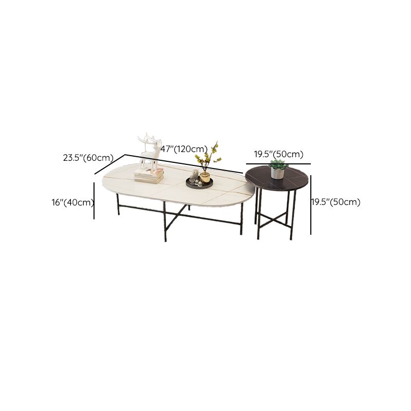 Glam Cocktail Table 4 Legs Slate Round/Oval Coffee Table Set