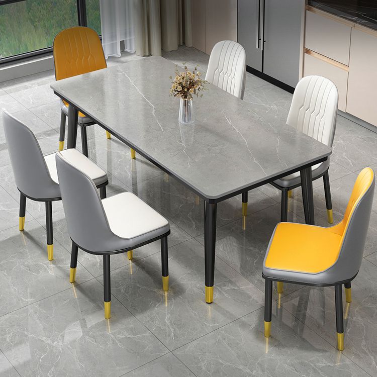 Industrial Standard Rectangle Shape Dining Table Sintered Stone Top Dining Table for Kitchen