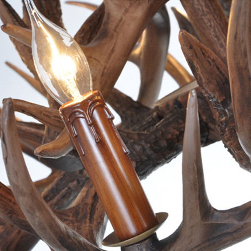 Adjustable Hanging Chain Chandelier Light Traditional Antler Resin Ceiling Pendant for Restaurant