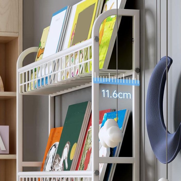4.57"W Bookshelf Contemporary Style Wall Mounted Pure White Bookcase for Study Room