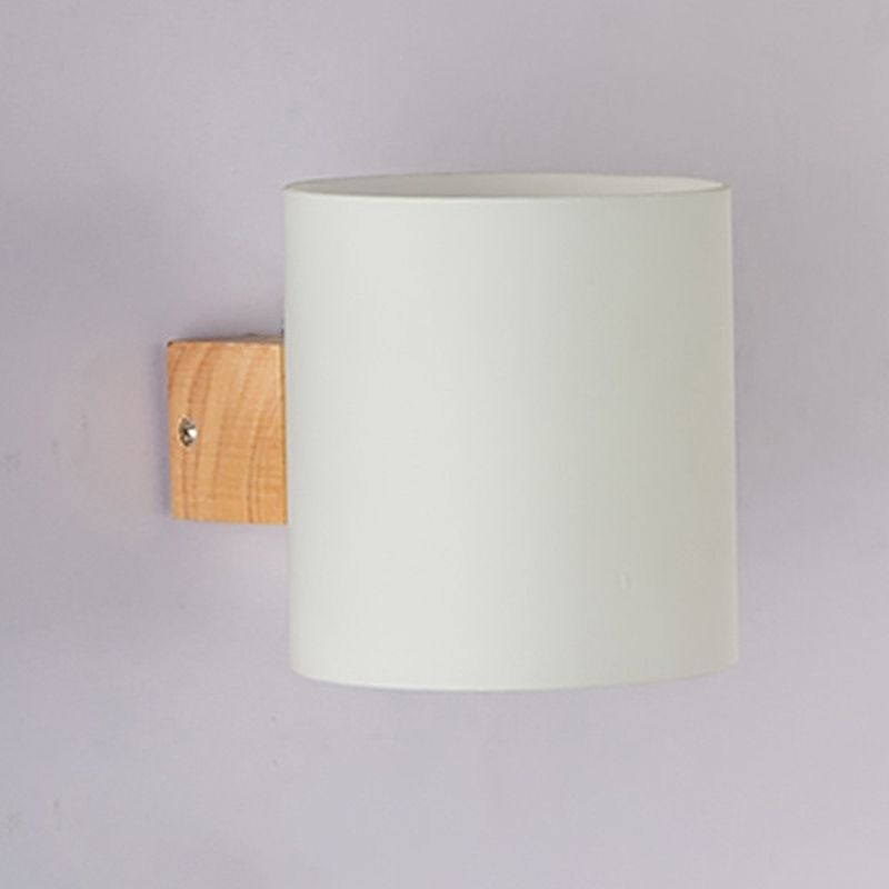 Wood Bath Vanity Lighting Modern White Shade Wall Light Sconces