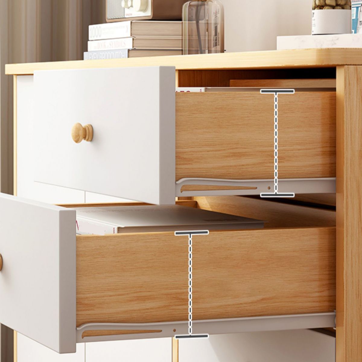 Modern Combo Dresser Wood Horizontal Storage Chest Dresser for Bedroom