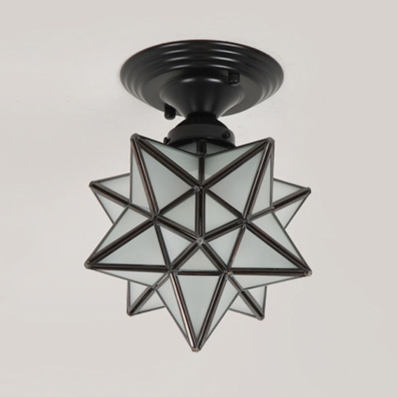 1-Light Ceiling Light Modern Ceiling Mount Light with Glass Shade for Living Room