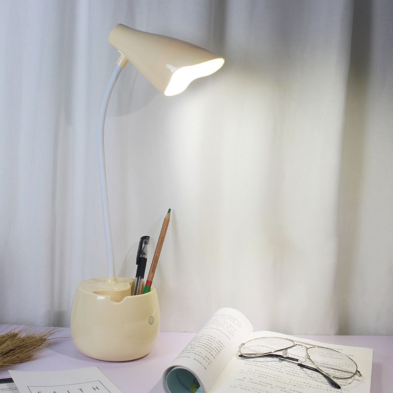 Eye-Caring Flexible Gooseneck Desk Light Pen Holder Design LED USB Charging Reading Light in Blue/Pink/White/Yellow