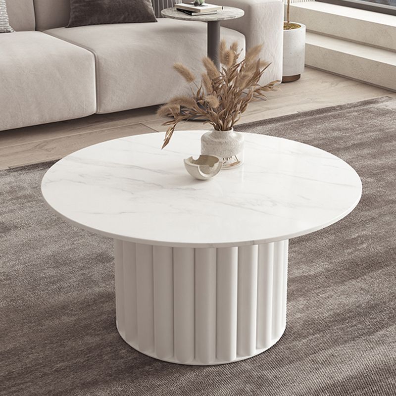 Slate Top Coffee Cocktail Table Modern Round Pedestal Coffee or End Table