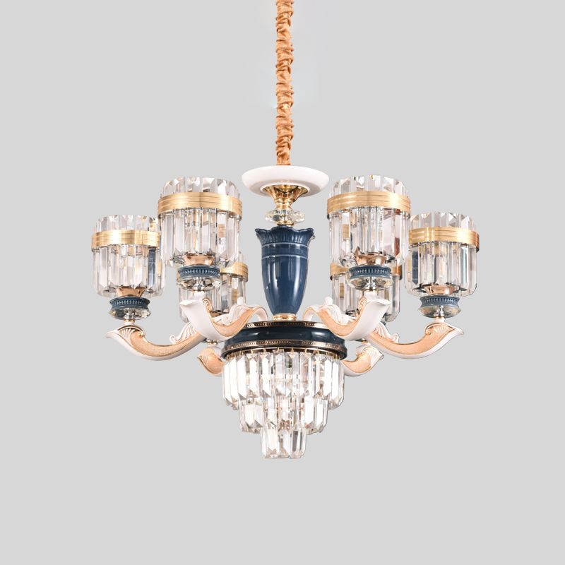 6/8 teste l'illuminazione del lampadario tradizionale bloccante cilindrico Crystal Block Appare