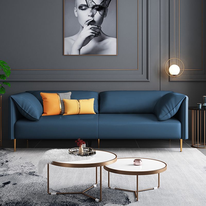 Faux Leather Modern Pillow Top Arm Sofa Standard Sofa for Living Room, Apartment