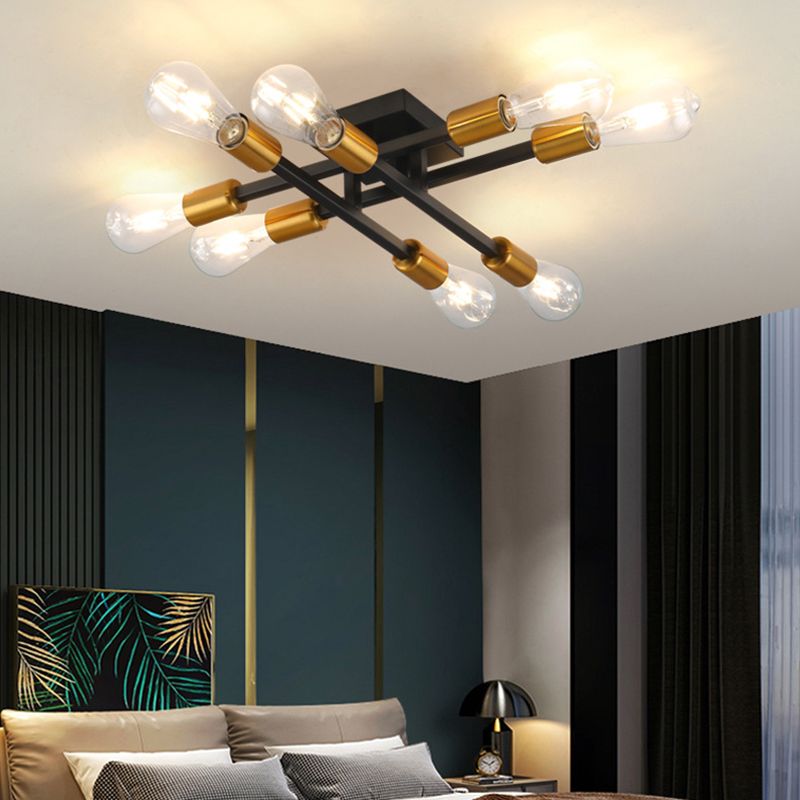 Industrial Linear Semi Mount Lighting Metal Ceiling Mount Light Fixture
