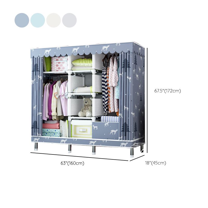 Matte Finish Wardrobe with Metal Legs Modern Bedroom Storage Cabinet