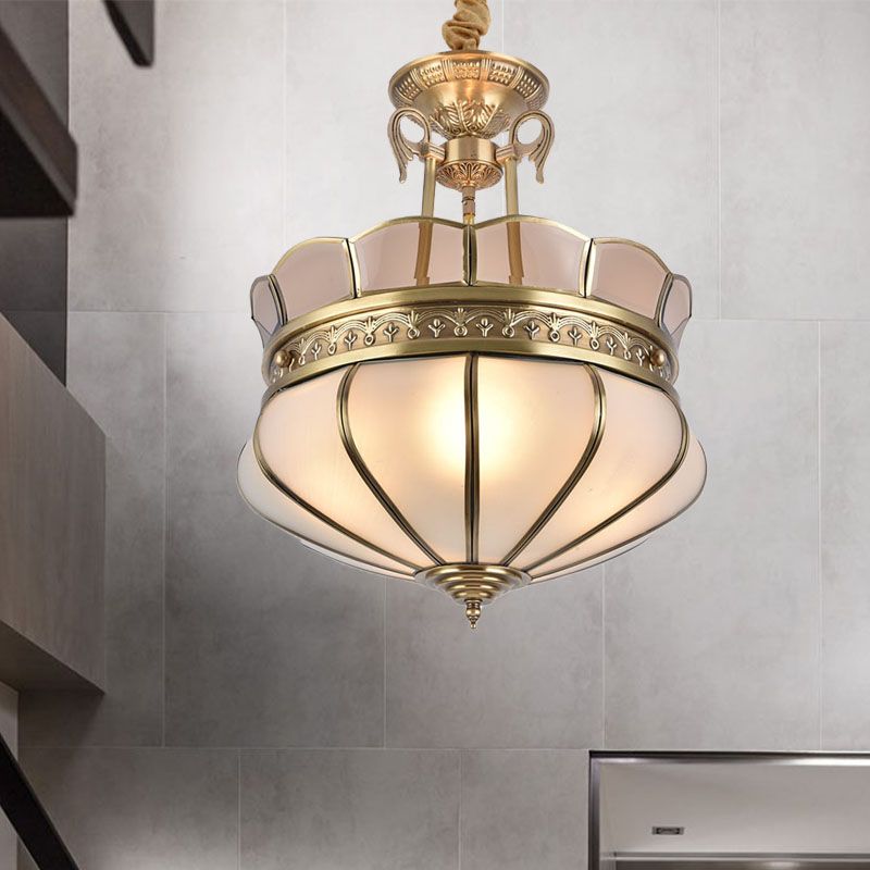 Geschulpte woonkamer plafond kroonluchter koloniale melkachtig glas 5/7 koppen goudhangende lamp