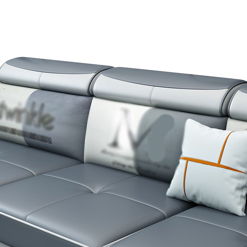 6-Seater Pillowed Back Cushions Square Arm Sectional Sofa for Living Room