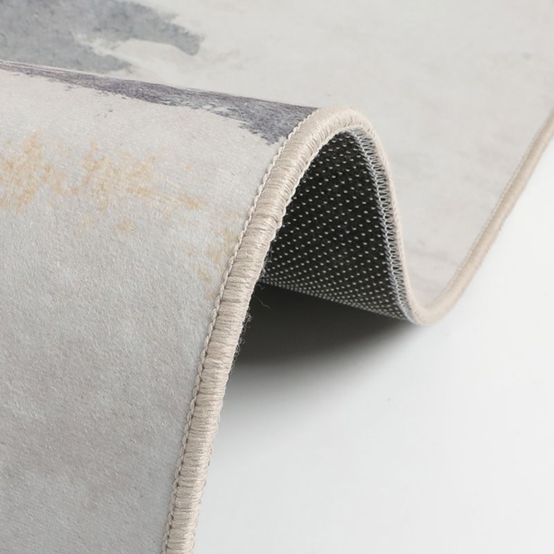 White Modern Carpet Abstract Pattern Polyester Area Rug Stain Resistant Rug for Drawing Room